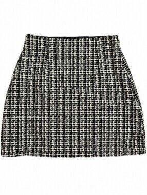 Babaton High-Waist Black and White Tweed Mini Skirt Size 2